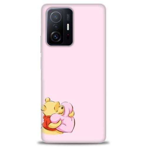Xiaomi Mi 11T Pro Kılıf HD Baskılı Kılıf - Winnie the Pooh Kalpli + Tam Ekran Koruyucu