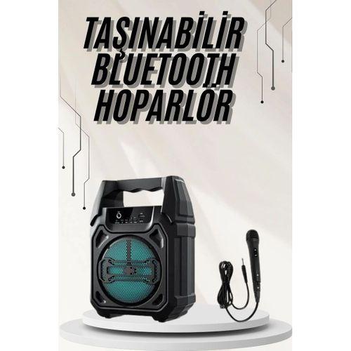 Bluetooth Hoparlör Led Işıklı Taşınabilir Kablosuz Speaker Uzun Pil Ömrü