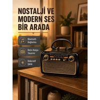 Led’li Nostaljik Bluetooth Hoparlör – Vintage Tasarım, Ahşap Doku