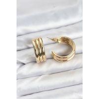 3'lü Görünüm 316L Çelik Gold Renk Kadın Küpe - TJ-BKP11583