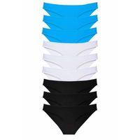 9 adet Süper Eko Set Likralı Kadın Slip Külot Siyah Beyaz Mavi