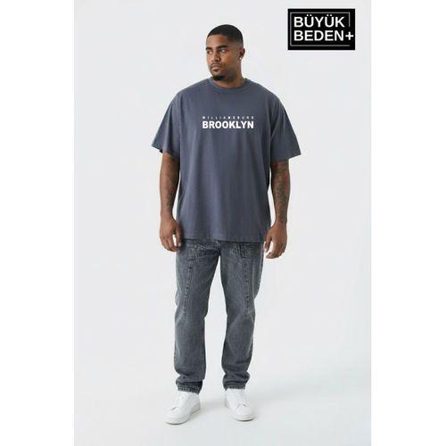 Erkek Büyük Beden Willamsburg Brooklyn Baskılı 3xl-6xl Bisiklet Yaka Tshırt SPR26BTS510-16