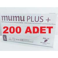 Mumu Plus 200'lü Paket Large (L) Beden Pudrasız Nitril Muayene Eldiveni Mavi