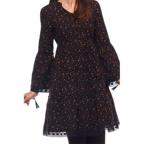 Pazen Siyah Çıtır Desen Kısa Elbise