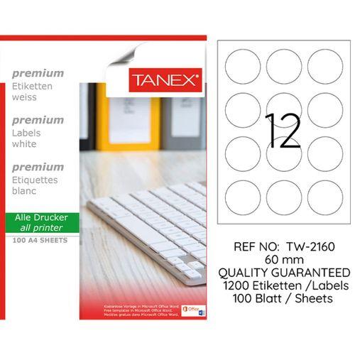 Tanex Lazer Etiket Tw-2160 60 Mm Beyaz 100Lü