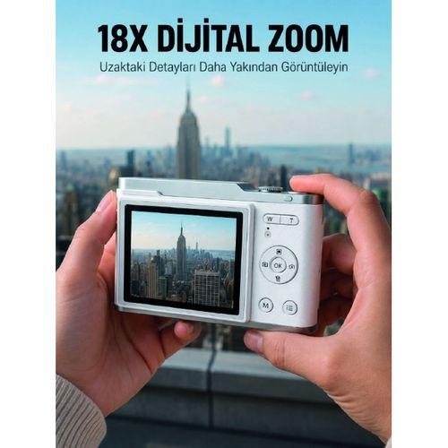 Kompakt Dijital Fotoğraf Makinesi Beyaz 18x Dijital Zoom Destekli