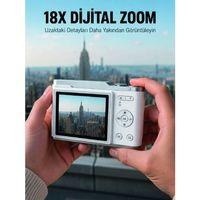 Kompakt Dijital Fotoğraf Makinesi Beyaz 18x Dijital Zoom Destekli