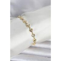 Pirinç Gold Renk Kalpli Kutup Yıldızı İşleme Kadın Bileklik