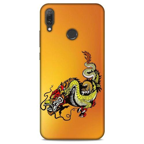 Huawei Y9 2019 Kılıf Dragons (28) Arka Kapak Tatoo Sarı Ejderha