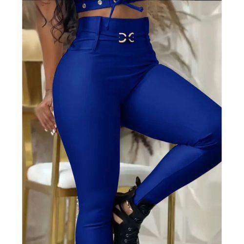 Kadın Yüksek Bel Belden Toka Detaylı Dalgıç Tayt