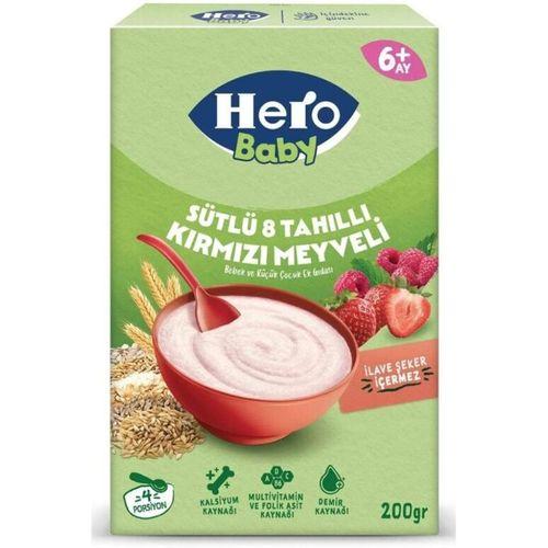 Hero Baby Sütlü Kırmızı Meyveli 8 Tahıllı Kaşık Mama 200 Gr