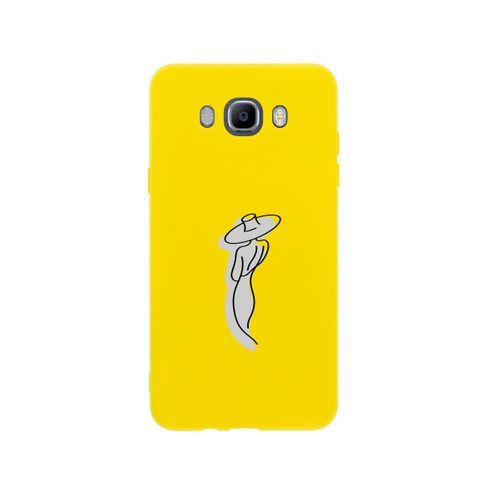 Samsung J7 2016 Madame Desenli Premium Silikonlu Sarı Telefon Kılıfı