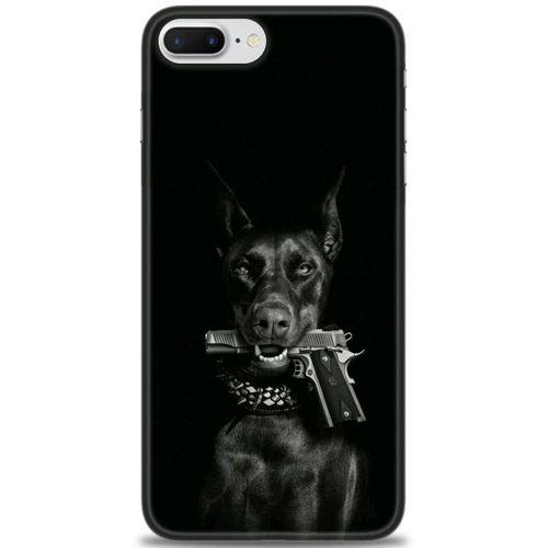 iPhone 7 Plus Kılıf HD Baskılı Kılıf - Tabanca ve Köpek + Tam Ekran Koruyucu