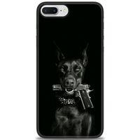 iPhone 7 Plus Kılıf HD Baskılı Kılıf - Tabanca ve Köpek + Tam Ekran Koruyucu