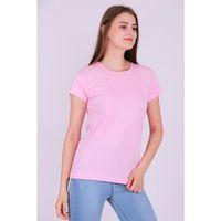 Pembe Renk %100 Pamuk Bisiklet Yaka Basic Baskısız Kadın Örme Kısa Kollu Tshirt