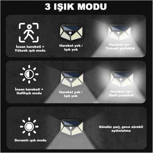 100 Led DIŞ Mekan Solar Aydınlatma Fotoselli Solar Lamba Hareket Sensörlü
