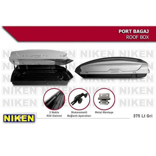 Niken Araç Üstü Port Bagaj Kapalı Tabut 3 Kilitli 375 LT Gri