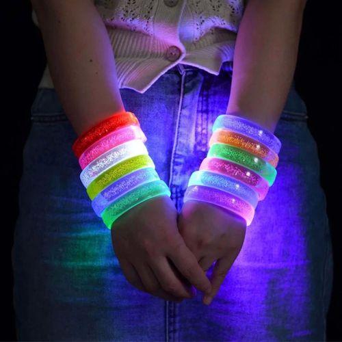 Kırmızı Led Işıklı Baskı Yapılabilen Pilli Bileklik Bilezik 1,5 Cm Genişlik