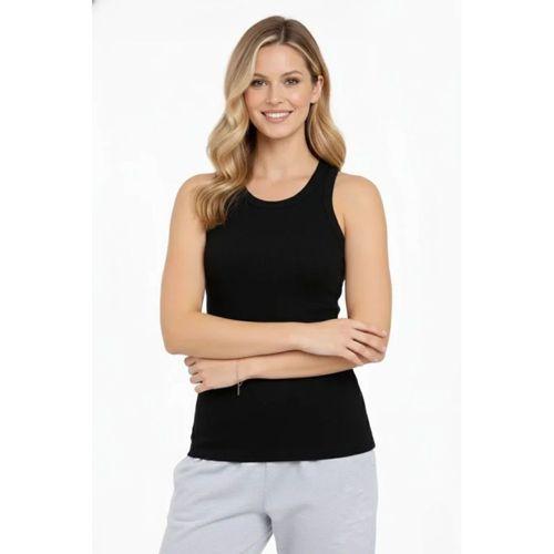 Fitilli Atlet Sıfır Yaka Slim Fit Arka Baskılı Spor Atlet - Siyah