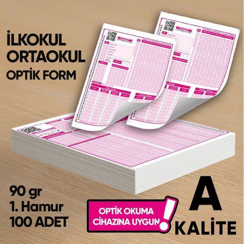 İlkokul-Ortaokul Deneme Sınavları İçin 100 Adet (90 GR) Optik Form - Optik Okuma Uyumlu
