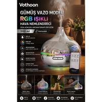 Gümüş Vazo Model Rgb Işıklı Hava Nemlendirici & Aromaterapi Difüzör – 550 Ml Kumandalı