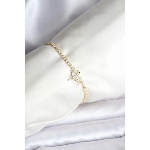 Anka Kuşu Model Zirkon Taşlı Gold Renk Pirinç Su Yolu Kadın Bileklik