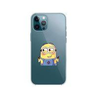iPhone 12 Pro Minions Desenli Premium Şeffaf Silikon Kılıf