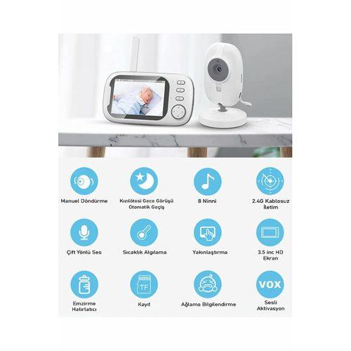 Gece Görüşlü Bebek Odası Kamera Sıcaklık Uyarısı Izleme Ekranı