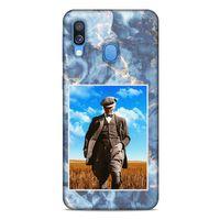 Samsung Galaxy A40 Kılıf Atatürk (19) Kılıfları Mavi Mermer