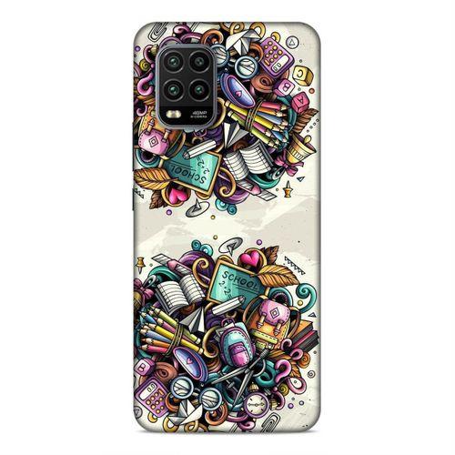Xiaomi Mi 10 Lite Kılıf Kirtasiye Malzemeleri Doodle Arka Kapak Silikon Koruma Full Koruyucu