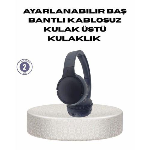 Bluetooth 5.0 Siyah Kablosuz Kulaklık 18 Saat Batarya Katlanabilir Tasarım