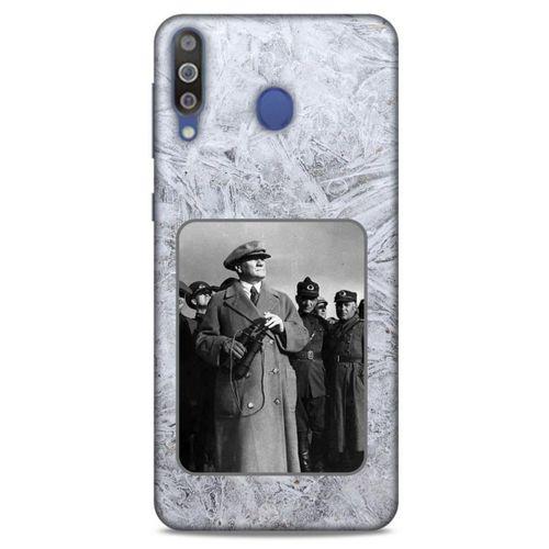 Samsung Galaxy M30 Kılıf Atatürk (33) Hybrid Kılıf Beyaz Tüyler