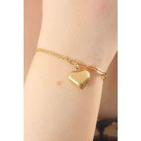 316L Çelik Gold Renk Zincir Model Kalp Figür Kadın Bileklik