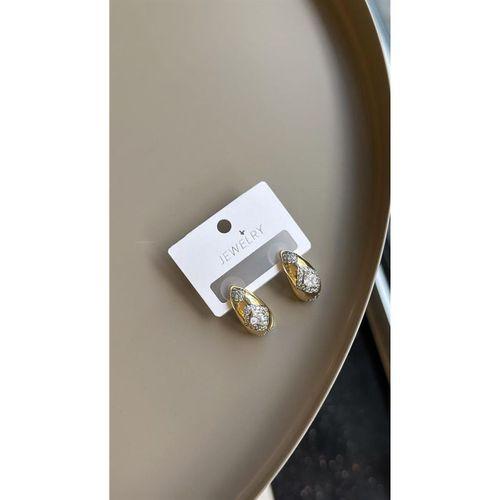 Taşlı Damla Küpe - Altın