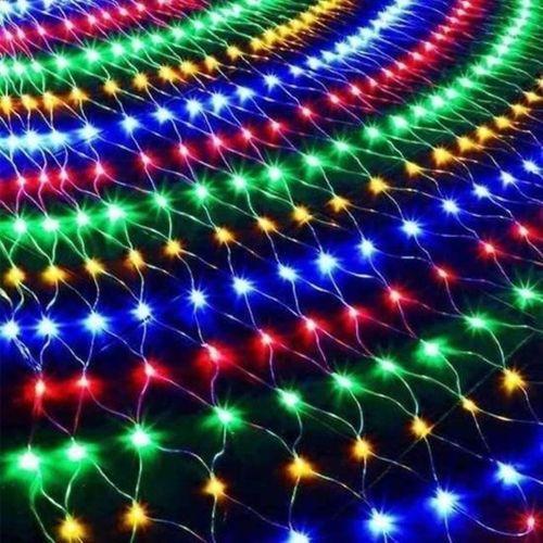 Angel Of Life® 1x2 Metre Dekoratif File Ağ Perde 192 LED 8 Animasyonlu Farklı Işık Modu RGB Fişli
