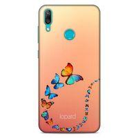Huawei Y7 2019 Kılıf Kelebek Etkisi (47) Crystal Flex Kılıf Fuşya Sarı