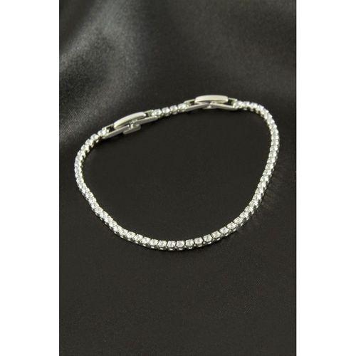 Yuvarlak Zirkon Taşlı Lüks Kararmaz Bileklik 2 mm