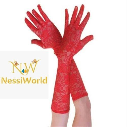 Kırmızı Renk Orta Boy Dantelli Eldiven