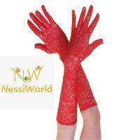 Kırmızı Renk Orta Boy Dantelli Eldiven