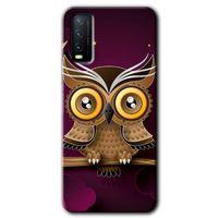Vivo Y20 Kılıf HD Desen Baskılı Arka Kapak - Owl Bird Branch + Kırılmaz Cam