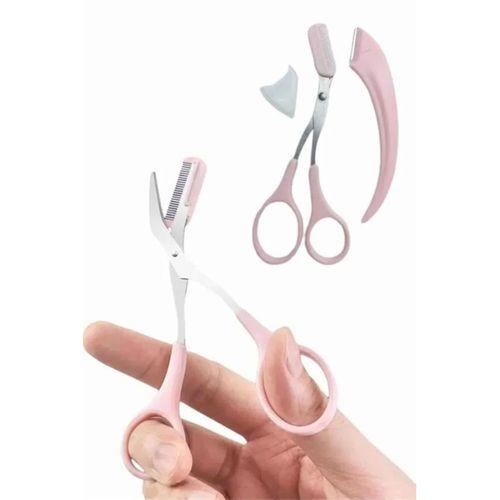 2'li Kaş Bakım Seti Taraklı Kaş Makası Ve Kaş Usturası Kaş Şekillendirici