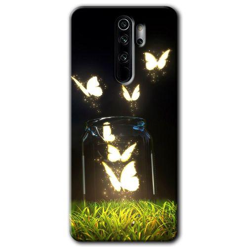 BeRa Aksesuar Xiaomi Redmi Note 8 Pro Kılıf Baskılı Kapak - Işıklı Kelebekler +Tam Kaplayan Mat Seramik
