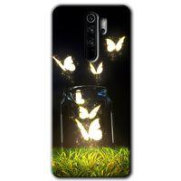 BeRa Aksesuar Xiaomi Redmi Note 8 Pro Kılıf Baskılı Kapak - Işıklı Kelebekler +Tam Kaplayan Mat Seramik