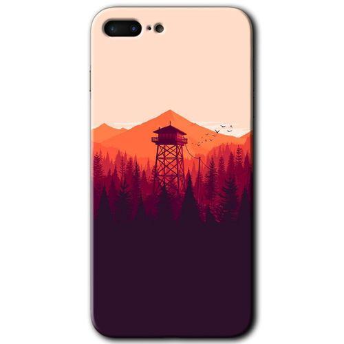 iPhone 8 Plus Kılıf Baskılı Kapak - Gözlem Kulesi + 5D Tam Kaplayan Cam