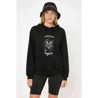 MotorHead Baskılı Siyah Kadın Kapşonlu Sweashirt