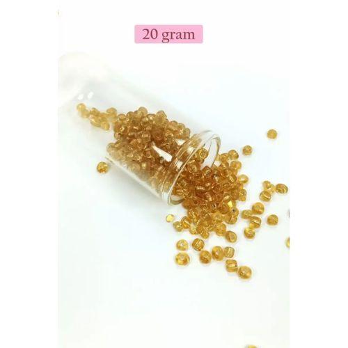 Dökme Cam Kum Boncuk Büyük Boy (6/0) 4 mm - 20 Gram - Şeffaf Bal - BNC083