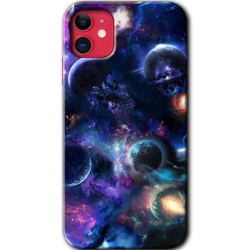 iPhone 11 Kılıf Baskılı Kapak - Gezegen Karışımı +Tam Ekran Koruyucu