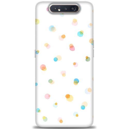 Samsung Galaxy A80 Kılıf HD Baskılı Kılıf - Rengarenk Puantiye + Tam Ekran Koruyucu