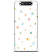 Samsung Galaxy A80 Kılıf HD Baskılı Kılıf - Rengarenk Puantiye + Tam Ekran Koruyucu