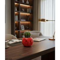 Kırmızı Baykuş Figürlü Mini Dekoratif Saksı 6 Cm Masaüstü Ofis Dekoru